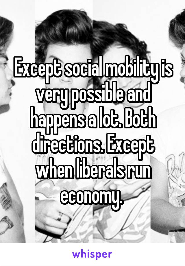 Except social mobility is very possible and happens a lot. Both directions. Except when liberals run economy. 