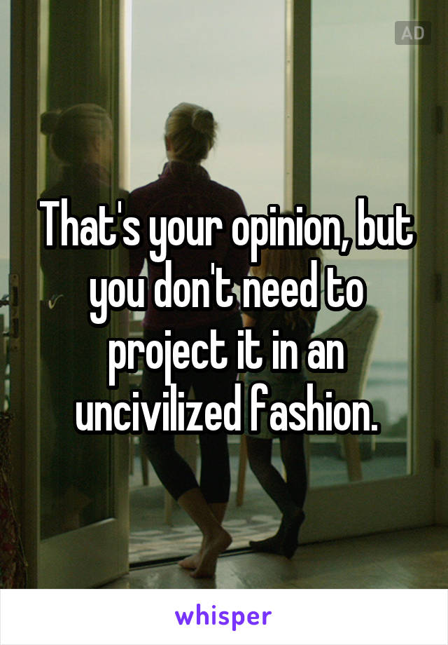 That's your opinion, but you don't need to project it in an uncivilized fashion.