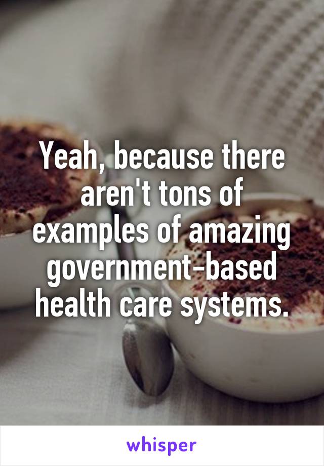 Yeah, because there aren't tons of examples of amazing government-based health care systems.