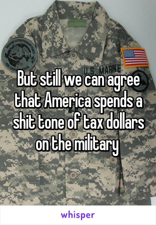 But still we can agree that America spends a shit tone of tax dollars on the military 