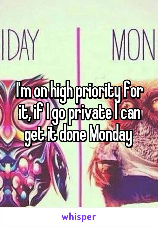 I'm on high priority for it, if I go private I can get it done Monday 