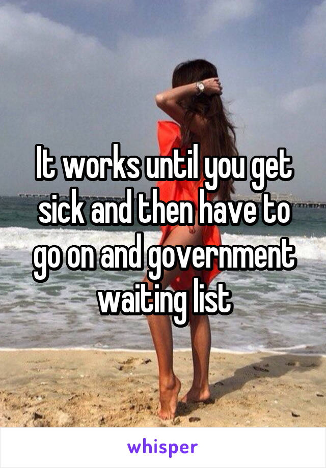 It works until you get sick and then have to go on and government waiting list