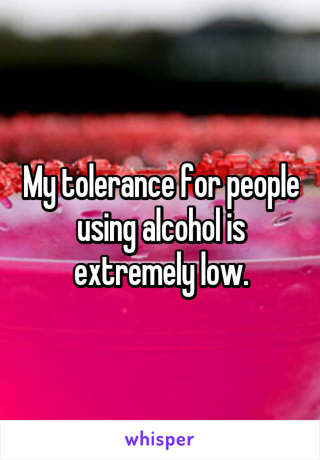 My tolerance for people using alcohol is extremely low.