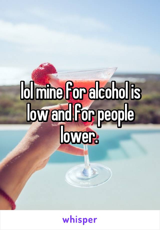 lol mine for alcohol is low and for people lower. 