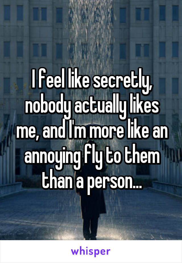 I feel like secretly, nobody actually likes me, and I'm more like an annoying fly to them than a person...