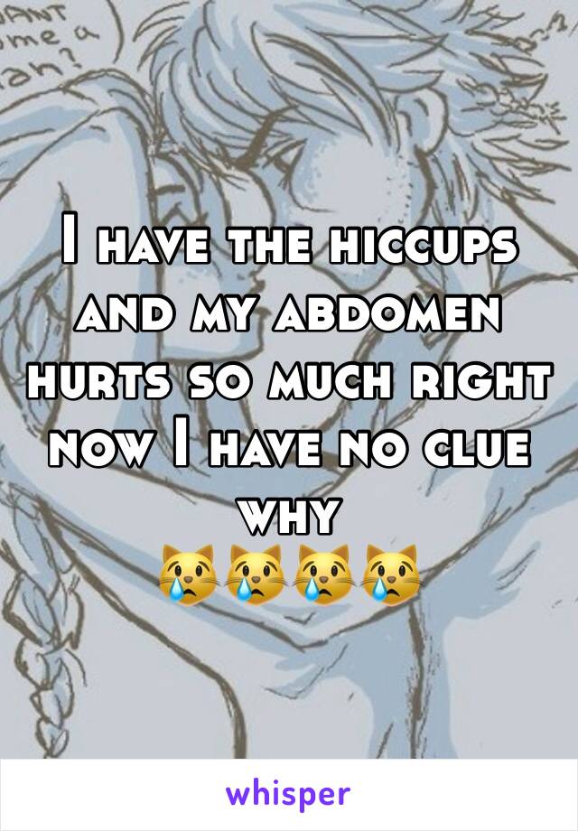 I have the hiccups and my abdomen hurts so much right now I have no clue why 
😿😿😿😿