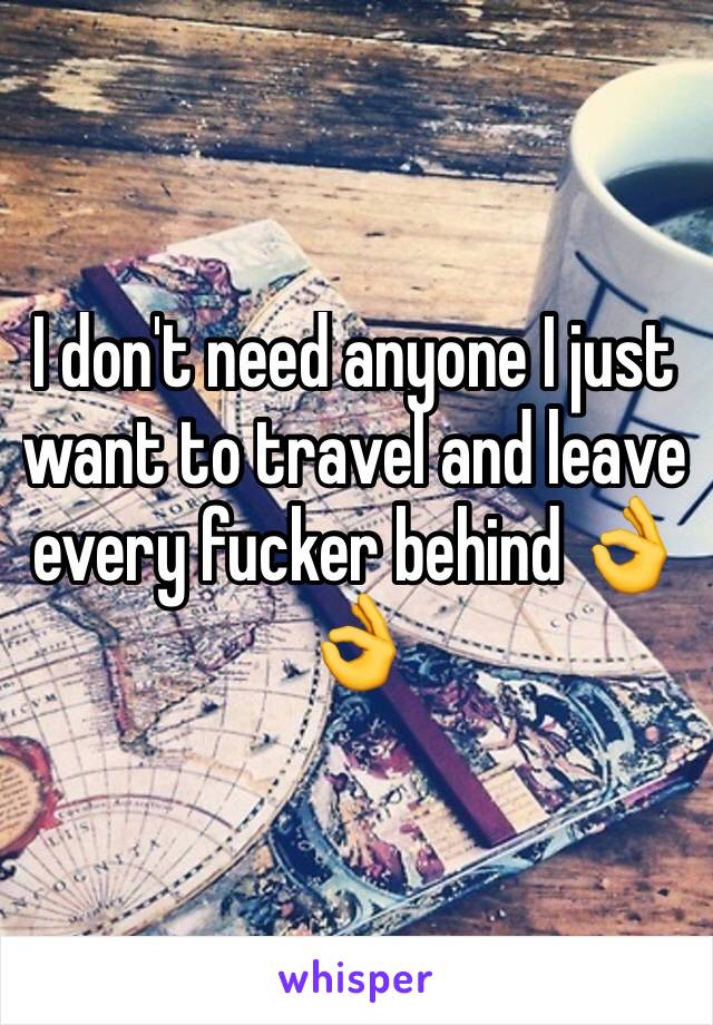 I don't need anyone I just want to travel and leave every fucker behind 👌👌