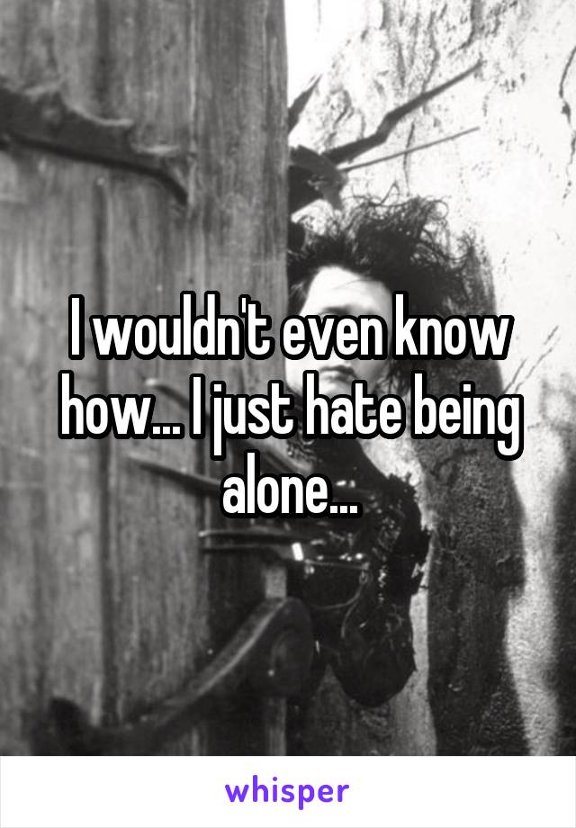 I wouldn't even know how... I just hate being alone...