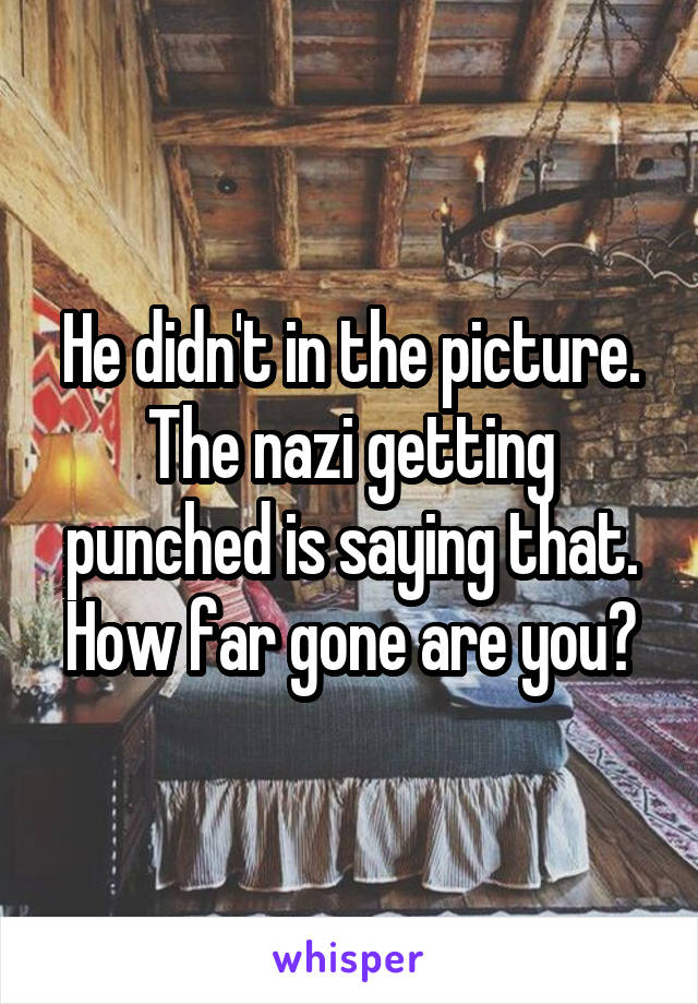 He didn't in the picture. The nazi getting punched is saying that. How far gone are you?