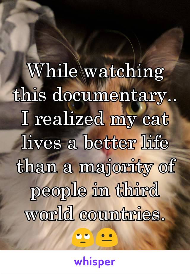 While watching this documentary.. I realized my cat lives a better life than a majority of people in third world countries. 🙄😐