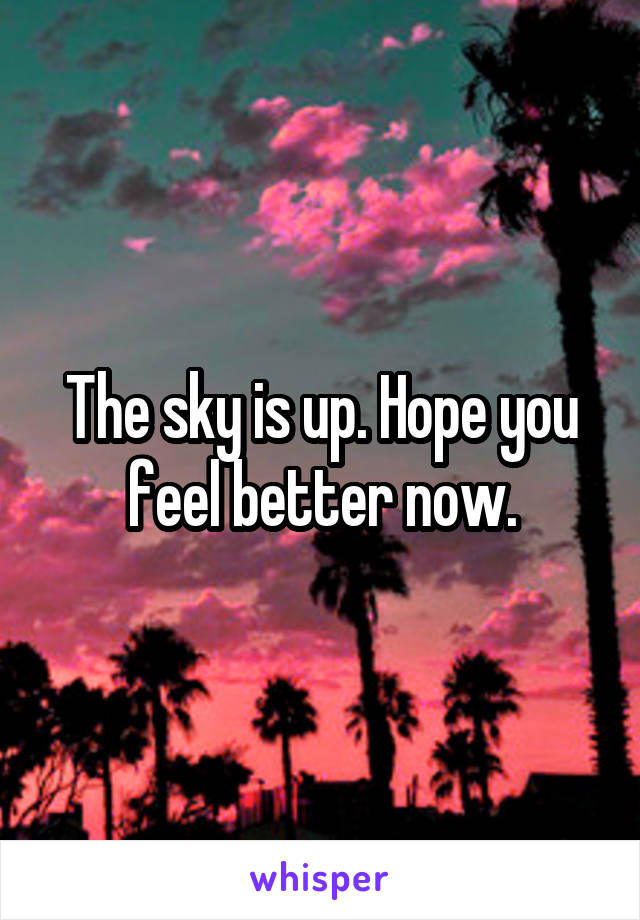 The sky is up. Hope you feel better now.