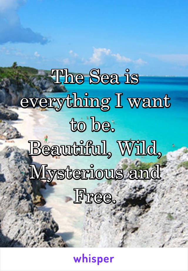 The Sea is everything I want to be. 
Beautiful, Wild, Mysterious and Free.