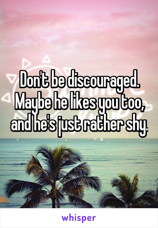 Don't be discouraged. Maybe he likes you too, and he's just rather shy. 