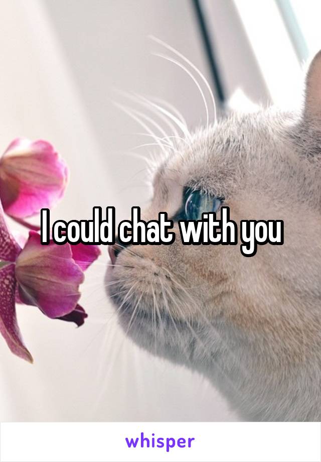 I could chat with you