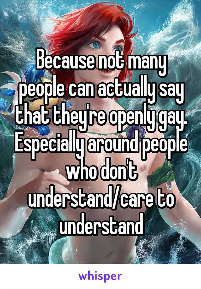 Because not many people can actually say that they're openly gay. Especially around people who don't understand/care to understand