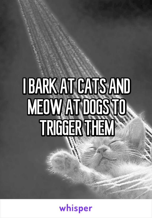 I BARK AT CATS AND MEOW AT DOGS TO TRIGGER THEM