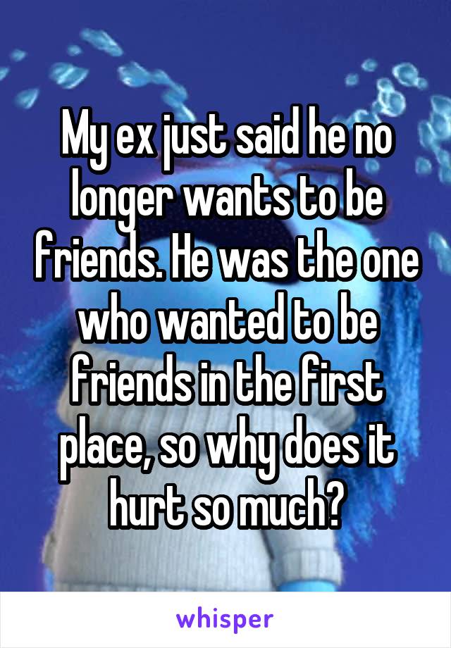 My ex just said he no longer wants to be friends. He was the one who wanted to be friends in the first place, so why does it hurt so much?