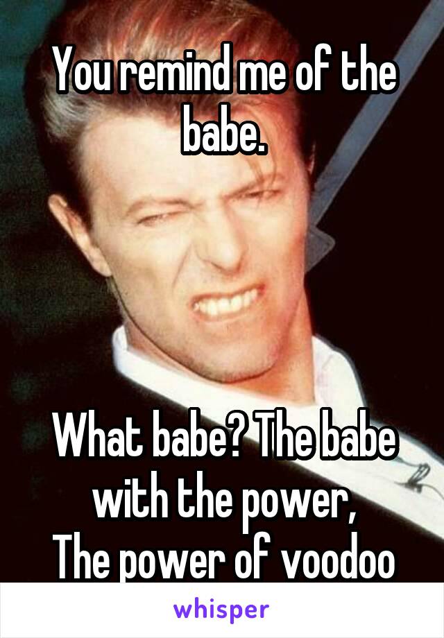 You remind me of the babe.




What babe? The babe with the power,
The power of voodoo