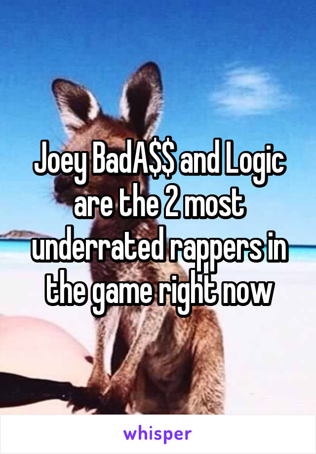 Joey BadA$$ and Logic are the 2 most underrated rappers in the game right now