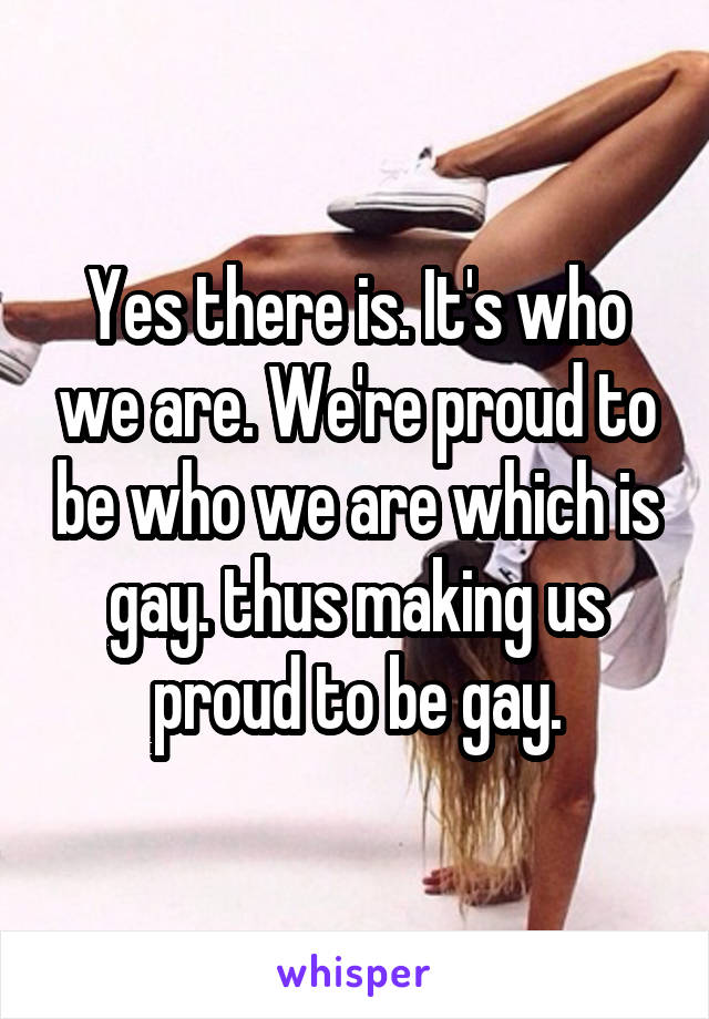 Yes there is. It's who we are. We're proud to be who we are which is gay. thus making us proud to be gay.