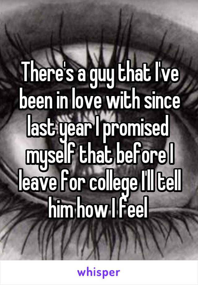 There's a guy that I've been in love with since last year I promised 
myself that before I leave for college I'll tell him how I feel 