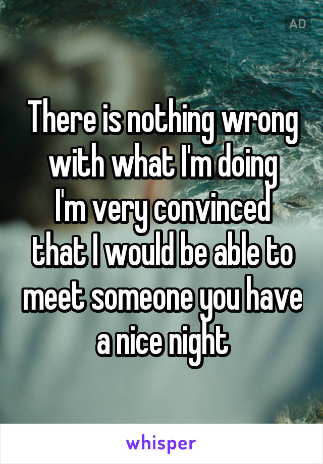 There is nothing wrong with what I'm doing
I'm very convinced that I would be able to meet someone you have a nice night