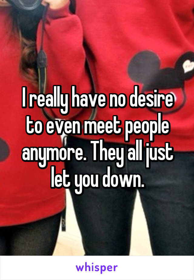 I really have no desire to even meet people anymore. They all just let you down.