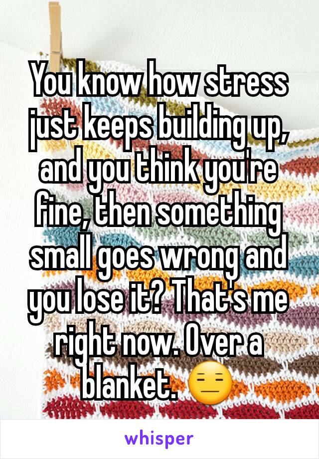 You know how stress just keeps building up, and you think you're fine, then something small goes wrong and you lose it? That's me right now. Over a blanket. 😑