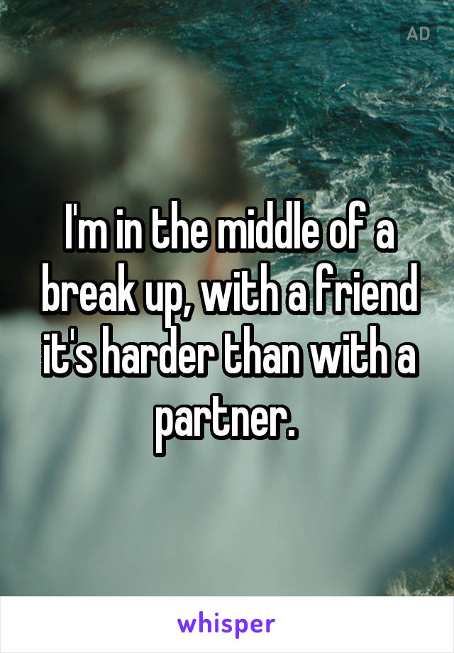 I'm in the middle of a break up, with a friend it's harder than with a partner. 