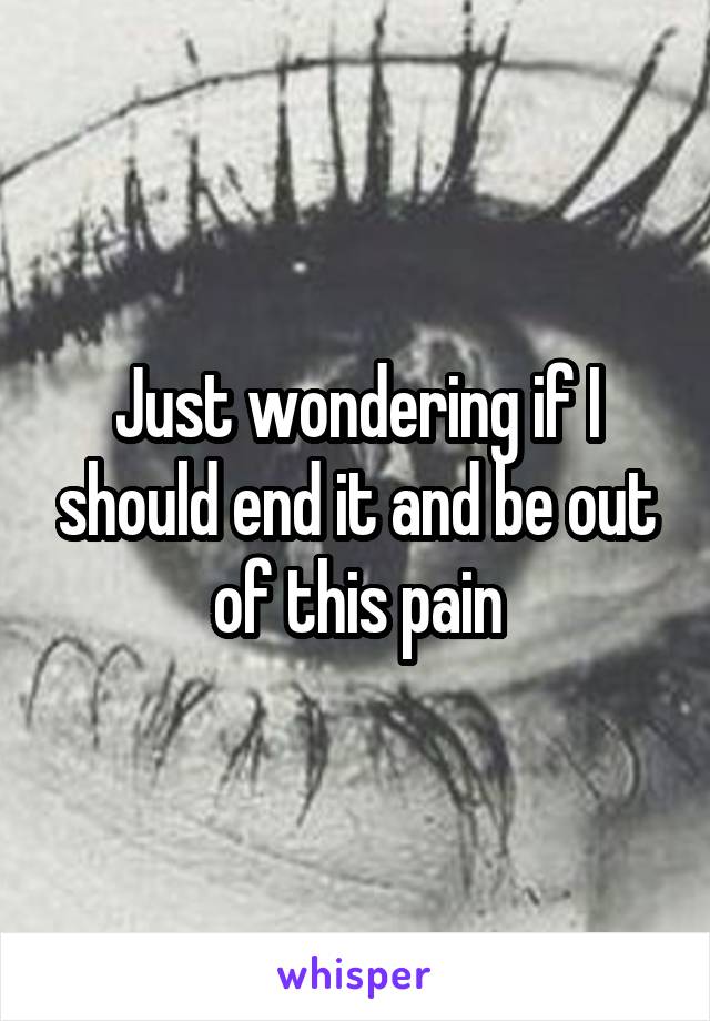 Just wondering if I should end it and be out of this pain