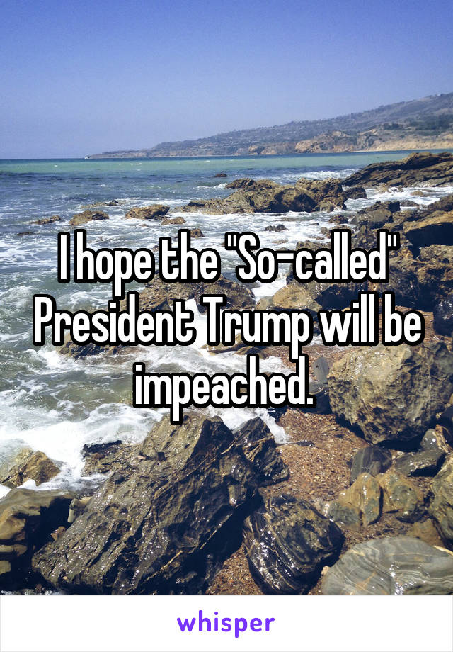 I hope the "So-called" President Trump will be impeached. 