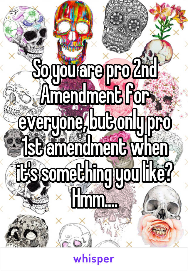 So you are pro 2nd Amendment for everyone, but only pro 1st amendment when it's something you like? Hmm....