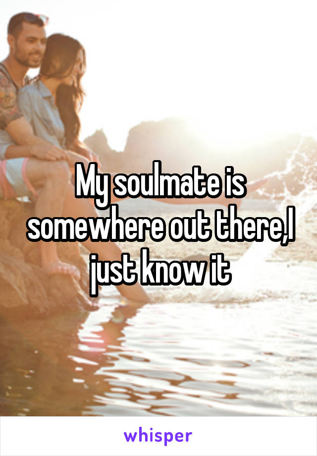 My soulmate is somewhere out there,I just know it