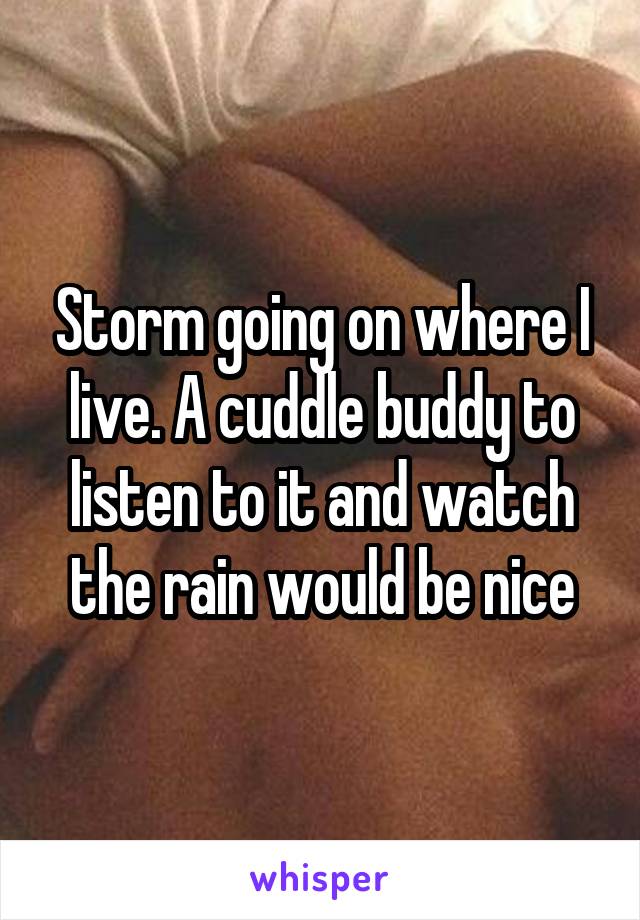 Storm going on where I live. A cuddle buddy to listen to it and watch the rain would be nice