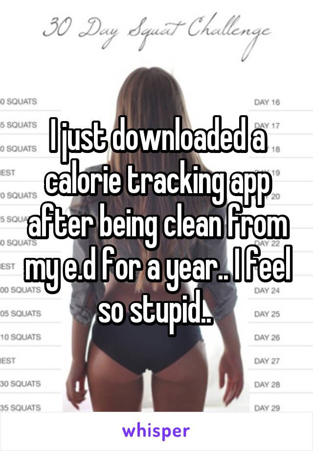 I just downloaded a calorie tracking app after being clean from my e.d for a year.. I feel so stupid.. 