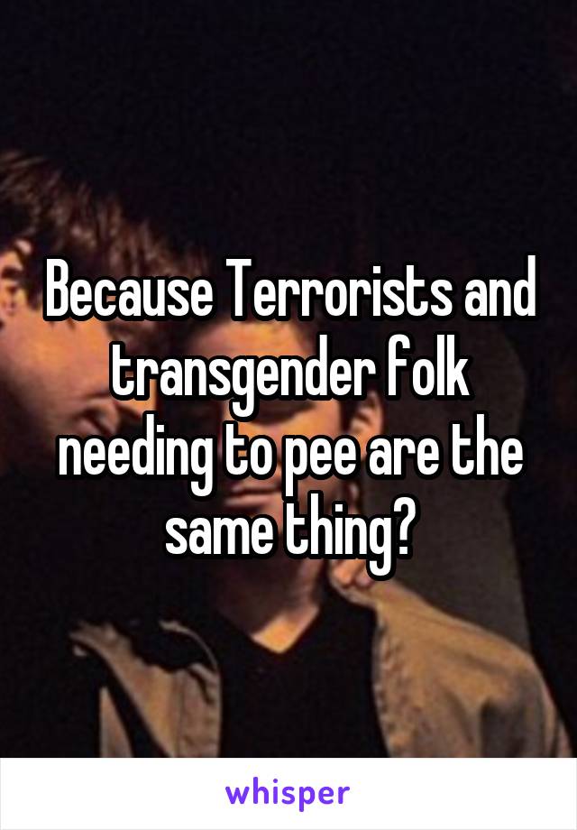 Because Terrorists and transgender folk needing to pee are the same thing?