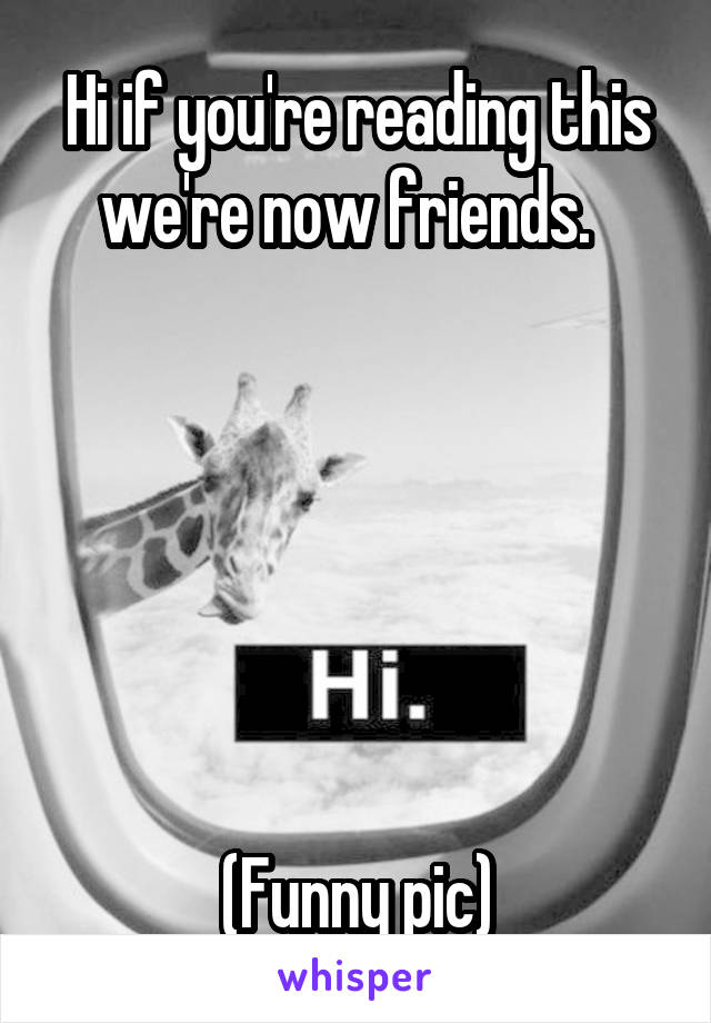 Hi if you're reading this we're now friends.  






(Funny pic)