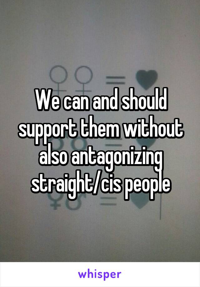 We can and should support them without also antagonizing straight/cis people