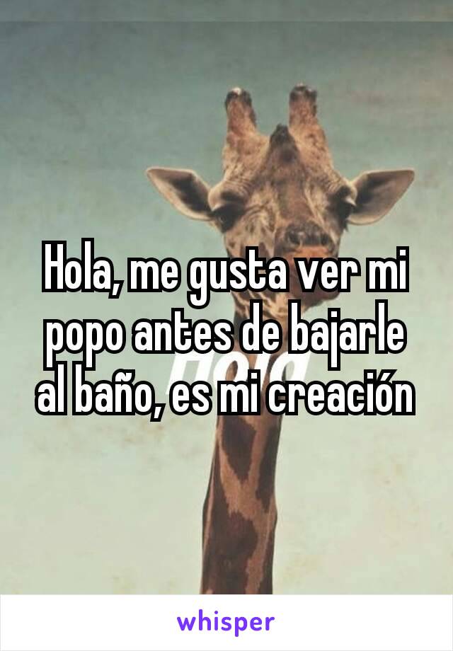 Hola, me gusta ver mi popo antes de bajarle al baño, es mi creación