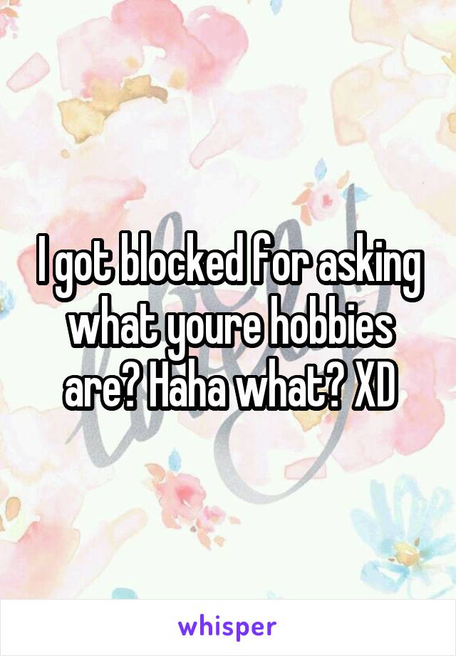 I got blocked for asking what youre hobbies are? Haha what? XD