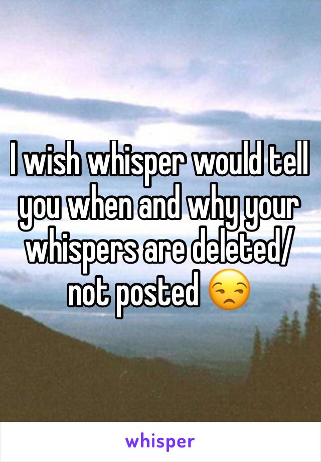 I wish whisper would tell you when and why your whispers are deleted/not posted 😒