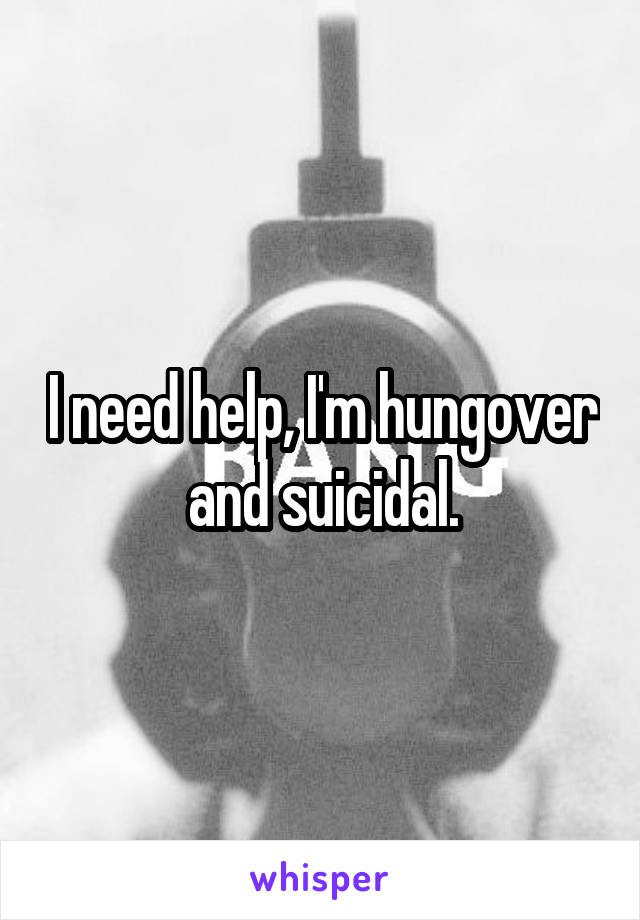 I need help, I'm hungover and suicidal.