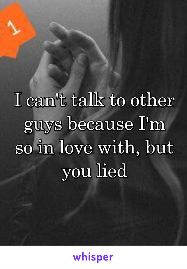 I can't talk to other guys because I'm so in love with, but you lied