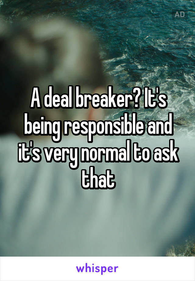 A deal breaker? It's being responsible and it's very normal to ask that