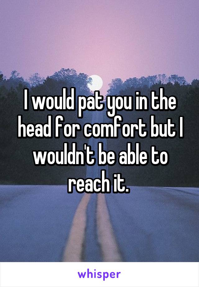 I would pat you in the head for comfort but I wouldn't be able to reach it. 