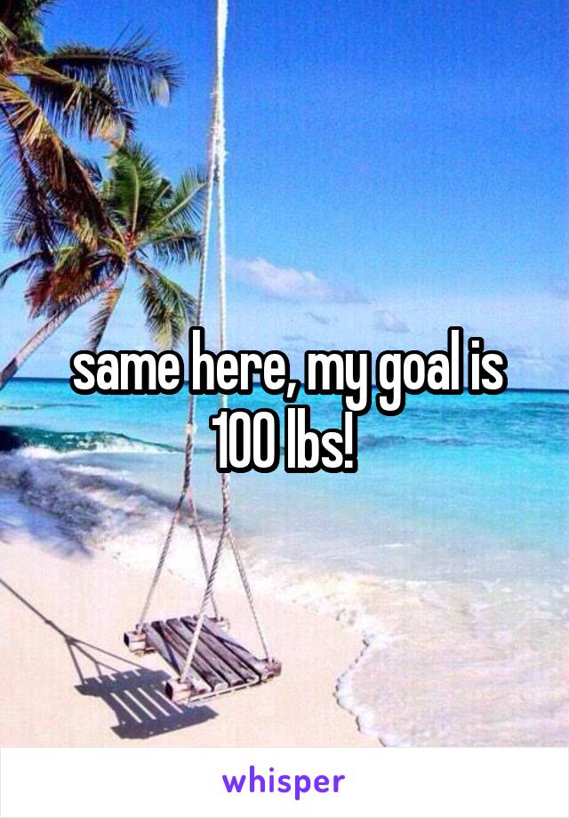 same here, my goal is 100 lbs! 