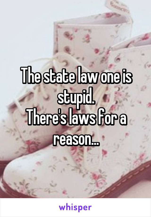 The state law one is stupid.
There's laws for a reason...