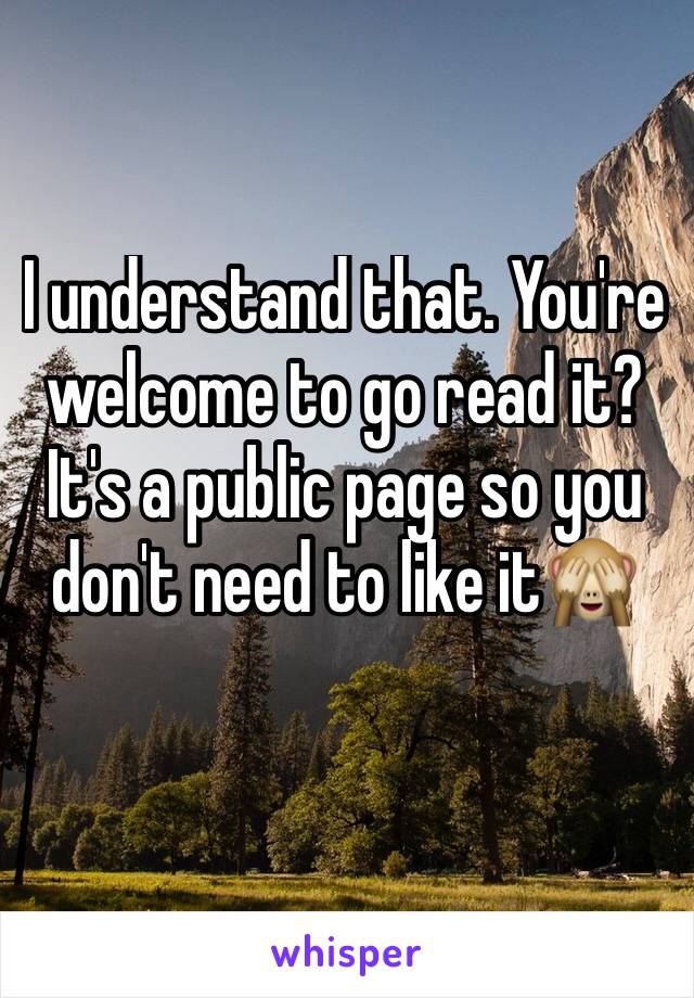 I understand that. You're welcome to go read it? It's a public page so you don't need to like it🙈 