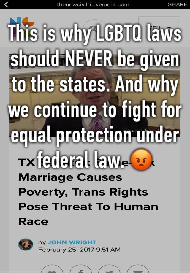 This is why LGBTQ laws should NEVER be given to the states. And why we continue to fight for equal protection under federal law. 😡