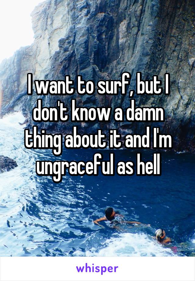 I want to surf, but I don't know a damn thing about it and I'm ungraceful as hell
